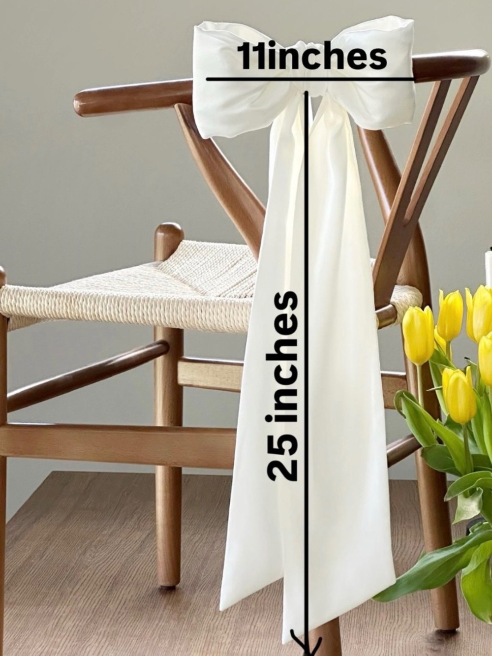 White-ivory Satin Chair Bow, Wedding, Baby Shower Decor